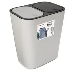 ENERGY PLUS - Cesto De Basura 2 Compartimientos Sistema Push 20L Gris