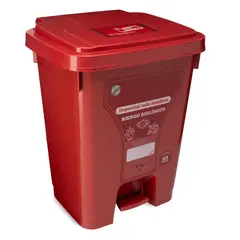 ENERGY PLUS - Caneca Reciclaje Grande 53l Papelera de Pedal Rojo