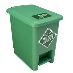 ENERGY PLUS - Caneca de Reciclaje Plástica Verde Papelera Con Pedal 8 Lts