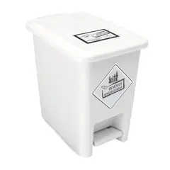 ENERGY PLUS - Caneca de Reciclaje Plástica Blanca Papelera Con Pedal 8 Lts