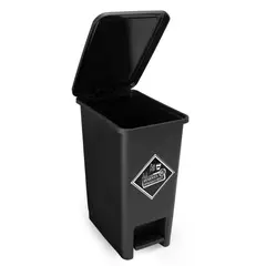 ENERGY PLUS - Caneca de Reciclaje Plástica Negra Con Pedal 12 Lts