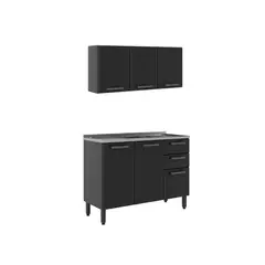 BERTOLINI - Cocina Integral En Acero 120Cm Incluye Lavaplatos Central Gris