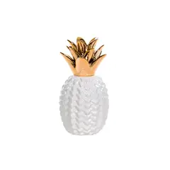 JUST HOME COLLECTION - Fruta Piña Cerámica 12x26.5cm Blanco y Oro Hawaii