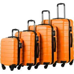 COOLIFE - Juego de 3 Maletas Rígidas para Equipaje Naranja