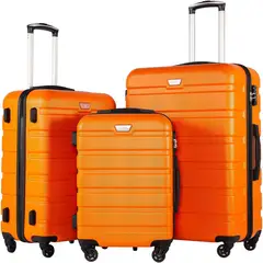 COOLIFE - Juego de 3 Maletas Rígidas para Equipaje Naranja