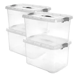 ENERGY PLUS - Set x4 Cajas Organizadoras Plásticas Grandes Tapa 17l