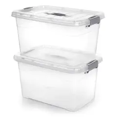 ENERGY PLUS - Set x2 Cajas Organizadoras Plástica Extra Grande y Tapa 27l