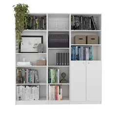 VIRTUAL MUEBLES - Combo Home Eco Blanco 3 Bibliotecas