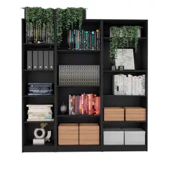 VIRTUAL MUEBLES - Combo Eco Wengue Incluye 3 Bibliotecas
