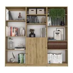 VIRTUAL MUEBLES - Combo Home Macadamia y Blanca 3 Bibliotecas