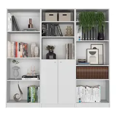 VIRTUAL MUEBLES - Combo Home Blanco 3 Bibliotecas Sin Puertas