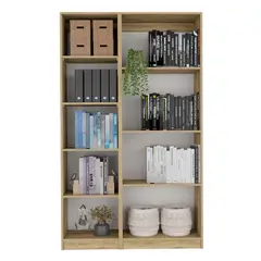 VIRTUAL MUEBLES - Combo Home Eco Macadamia y Blanco 2 Bibliotecas