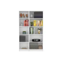 VIRTUAL MUEBLES - Combo Home Eco Blanco 2 Bibliotecas Sin Puertas