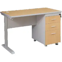 AKIVOY - Escritorio Sencillo de Oficina y Trabajo con Cajones 1 Puesto 75X120X60