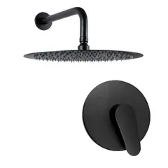 GRIFOS CENTER - Kit Ducha Redonda De 25Cm + Monocontrol Redondo Negro Mate Soothe