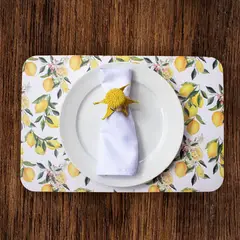 GENERICO - Setx4 Individuales de 41x27 + 4 Portavasos 10cm Ref Limones