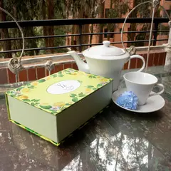GENERICO - Caja Té Tamano 24x16x7 cm con 6 Divisiones Limones