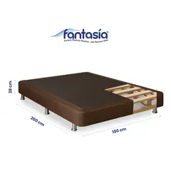 COLCHONES FANTASIA - Base Cama Sencilla Pluss M2 100x200x28 Lino Café