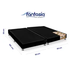 COLCHONES FANTASIA - Base Cama Queen Dividida Pluss M2 Tipo Cuero negra 160x095x28