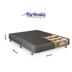 COLCHONES FANTASIA - Base Cama Semidoble Pluss M2 120x190x28 Lino Gris