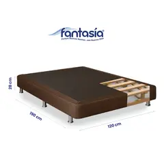 COLCHONES FANTASIA - Base Cama Semidoble Pluss M2 120x190x28 Lino Café