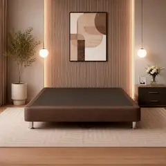 COLCHONES FANTASIA - Base Cama Doble Fantasía Pluss M2 140x190x28 Lino Café