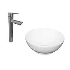 INKORPORAR - Kit Lavamanos Sobreponer Bowl 32 Cms+Grifería Mezclador Acero Inoxidable