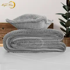 MAGIC CLASS - Edredón Suave Y Ligero Con Textura Cuadros Cama Gris Doble