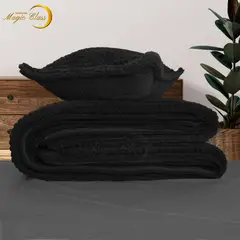 MAGIC CLASS - Edredón Suave Y Ligero Con Textura Cuadros Cama Negro Sencillo