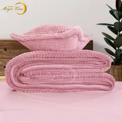 MAGIC CLASS - Edredón Suave y Ligero Con Textura Cuadros Cama Rosado Sencillo