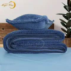 MAGIC CLASS - Edredón Suave y Ligero Con Textura Cuadros Cama Azul Sencillo