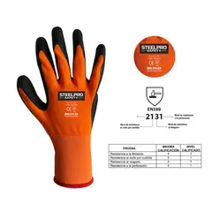 RDL - Guante Poliéster Látex Alta Visibilidad 10 Par Talla L