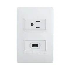 BTICINO - Toma P/T + Toma USB C Luzica Blanco