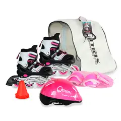 QMAX - Set de Patinaje con Protecciones Patines de Iniciacion Talla L (36 A 39) Epic Rosado