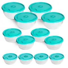 CHEF MASTER - Juego 12 Recipientes con Tapa Organizadores Cocina Aguamarina