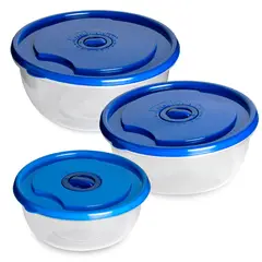 CHEF MASTER - Juego 3 Recipientes con Tapa Organizadores Cocina Azul