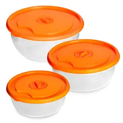 CHEF MASTER - Juego 3 Recipientes con Tapa Organizadores Cocina Naranja