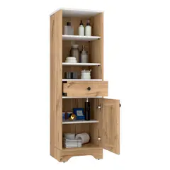 RTA DESIGN - Mueble Columna de Baño Málaga 1p 1 Cajón Rta Blanco Duna