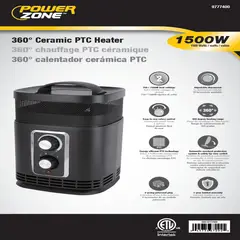 POWERZONE - Calefactor Ptc 1500w 360grados
