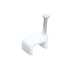 FULGORE - 100 Grapas para Cable Recto 10 Mm Blanco Con Clavo