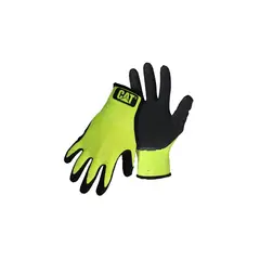 CAT - Guantes Látex Palma Alta Visibilidad Verde Talla XL