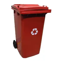 TRIPLE CLEAN - Contenedor de Basura Rojo de 120 Litros