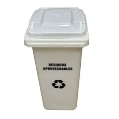 TRIPLE CLEAN - Contenedor de Basura Blanco de 240 Litros