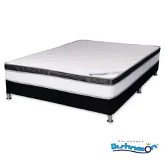 DISTINCION - Combo Colchón Resortado Bronce Plus Tp 100x190x24 + Base Cama Tela Mf 100x190x29