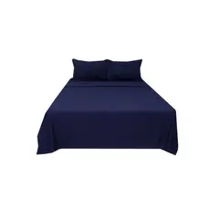 HOMETEX - Sábana Semidoble Natural Azul Zafiro