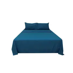 HOMETEX - Sábana King Natural Azul Petróleo