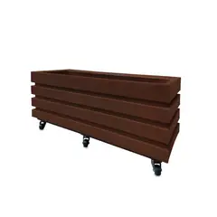 TUMATERA - Combo Jardinera Acanalada 100 x 35 cm Con Base de Ruedas