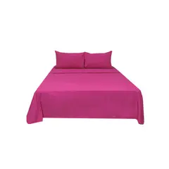 HOMETEX - Sábana Doble Natural Fucsia