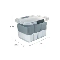 ESTRA - Caja Plástica Organizadora Multibox 20lt 41.7X26.2X29.7 cm Transparente