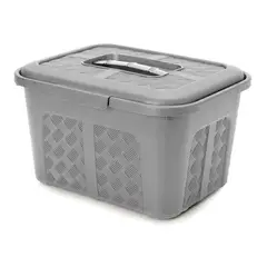 ENERGY PLUS - Cajonera Plástica Organizadora con Tapa - Cajas o Canastas 6L Gris